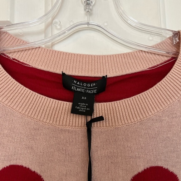 SOLD🥤 Halogen Polka Dot Sweater XS NWT Pink Red Riverdale - Picture 3 of 14